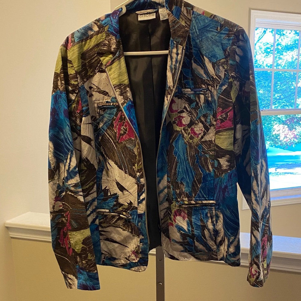 Chico's 1 Vibrant hint of metallic Jacket